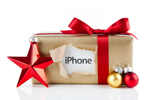 Iphone Christmas Gift Stock Photo - Download Image Now - iStock