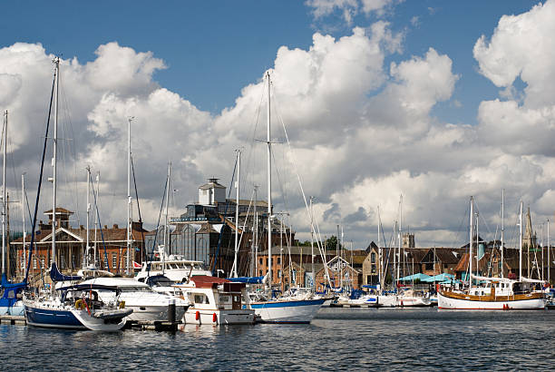 Ipswich waterfront on sunny day stock photo