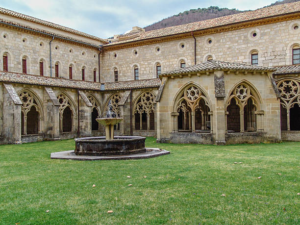 Irache Monastery The monastery of Sanhta Maria la Real of Irache is a monastic complex located in the Navarran town of Ayegui in Spain. abbey monastery stock pictures, royalty-free photos & images