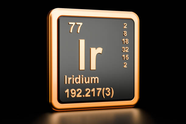 Iridium Ir, chemical element. 3D rendering isolated on black background Iridium Ir, chemical element. 3D rendering isolated on black background iridium stock pictures, royalty-free photos & images
