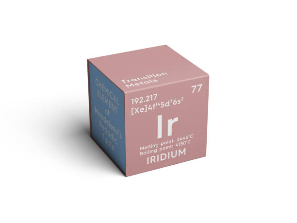 Iridium. Transition metals. Chemical Element of Mendeleev's Periodic Table. Iridium. Transition metals. Chemical Element of Mendeleev's Periodic Table. Iridium in square cube creative concept. iridium stock pictures, royalty-free photos & images
