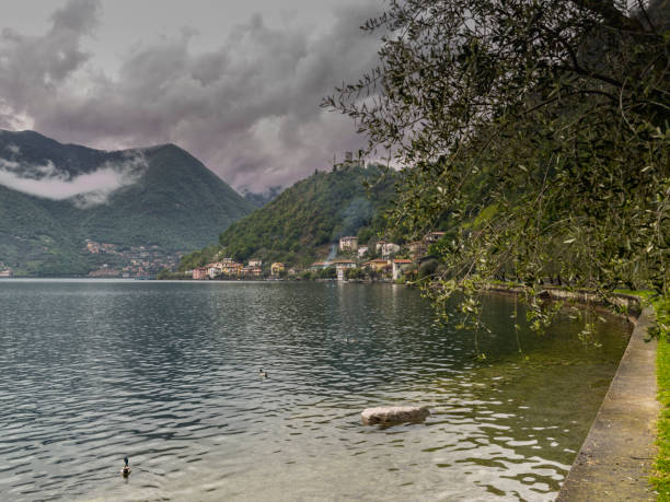 Island of Monte Isola, Lake Iseo, Italy stock photo