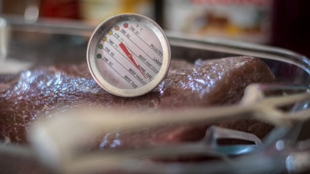 odosobniony z bliska pyszne wołowiny picanha bochenek mięsa pieczenia na gorącym grillu z miernikiem temperatury- izrael - meat loaf zdjęcia i obrazy z banku zdjęć