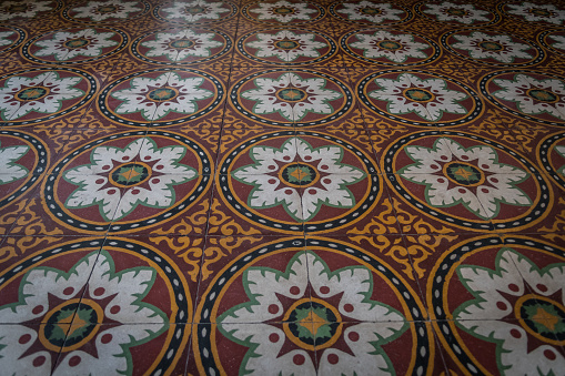 Isolated Colorful Hand Painted Old School Vintage Tiles