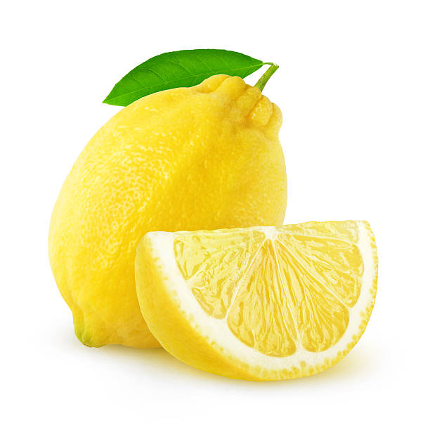 Isolated cut lemon fruit stock photo
