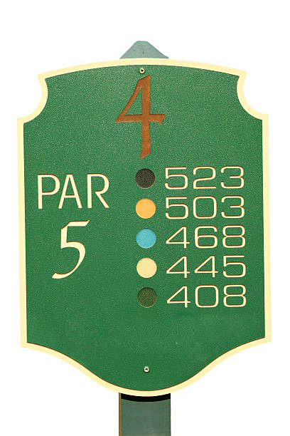 Isolated golf par 5 sign stock photo