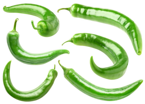 Isolated green peppers stock photo