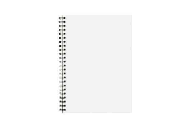 isolated notebook paper with blank page for note memo message on white background with clipping path stock photo