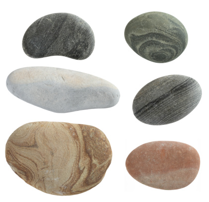 white rock stone set isolated on white background,Clipping path