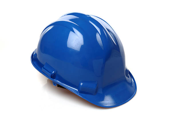 Isolated picture of a blue construction hat stock photo