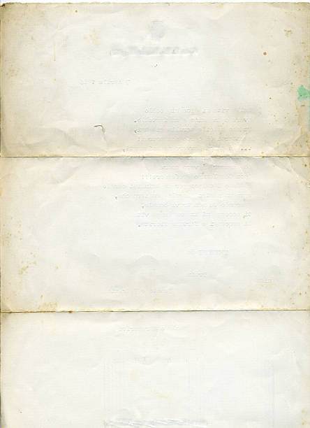 Isolated picture of old, aged white paper old white paper, back of a letter letter document stock pictures, royalty-free photos & images