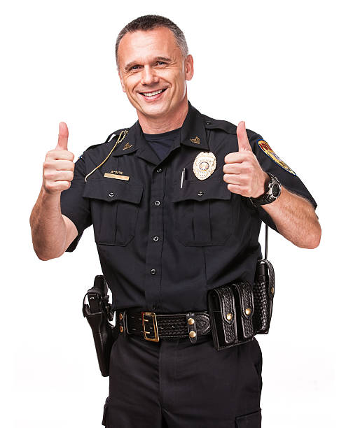 Isolated: Police Officer Thumbs Up stock photo