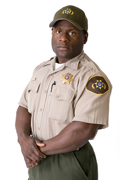 Isolated Portraits-African American Law Enforcement Officer stock photo