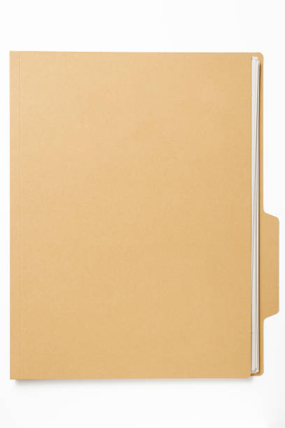 Isolated shot of blank file folder with document on white stock photo