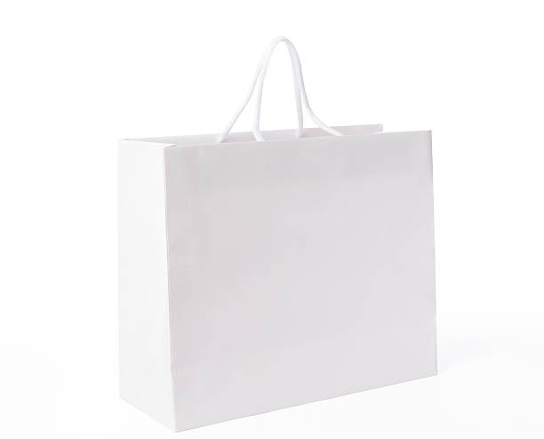 絶縁ショットのブランク白い背景の上のショッピングバッグ、白 - 紙袋　白 ストックフォトと画像