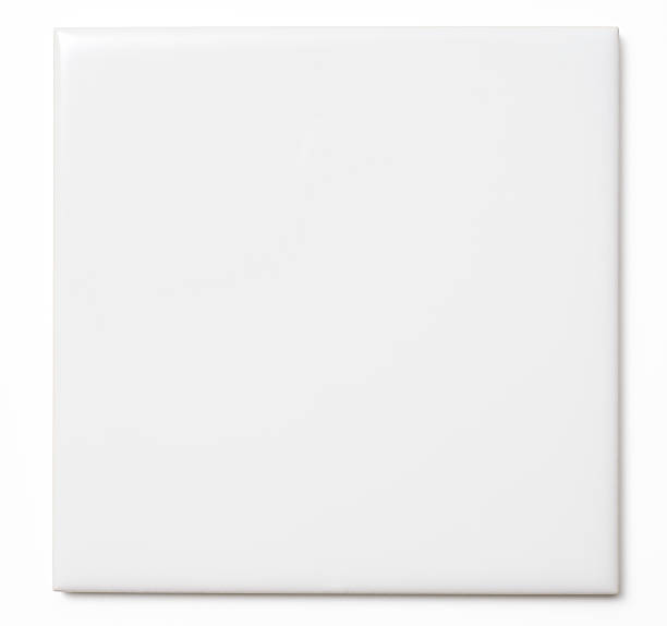 Isolated shot of white tile on white background stock photo
