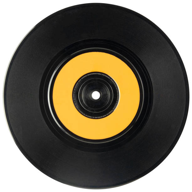 Isolated Vinyl Music Single With Blank Label stock photo