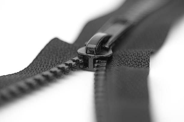 Isolated zipper macro stock photo