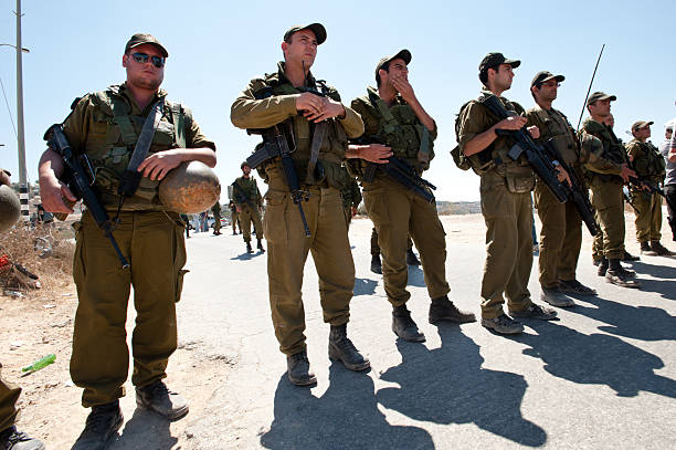 Israeli Soldiers in West Bank stock photo
