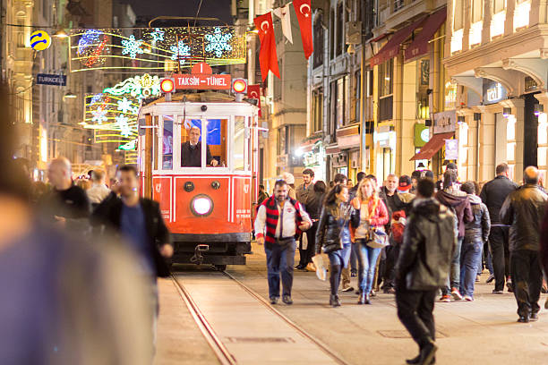 istiklal street in istanbul - istiklal caddesi bildbanksfoton och bilder