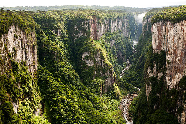 Itaimbezinho canyon cliffs in southern Brazil stock photo