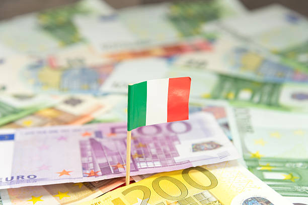 Italian flag and money stock photo