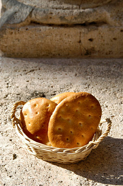 italian food, dried cakes in a basket stock photo