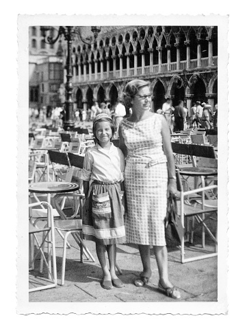 Italian mother and daughter in Venice in 1958