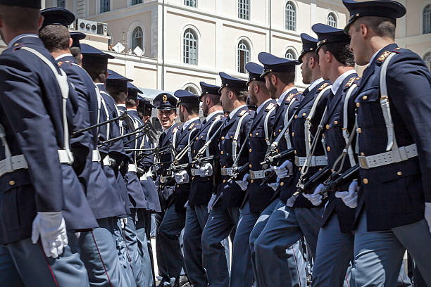 Italian police on parade stock photo