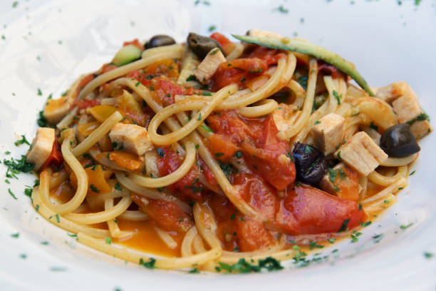 Italian seafood pasta stock photo
