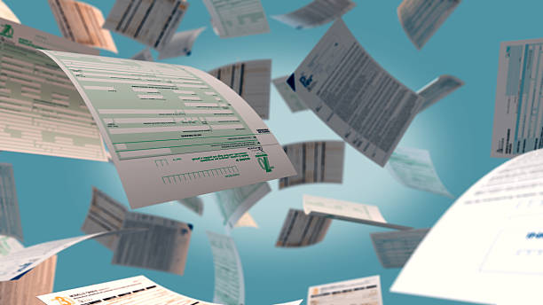 italian taxes concept several italian tax forms flying (3d render) bureaucracy stock pictures, royalty-free photos & images