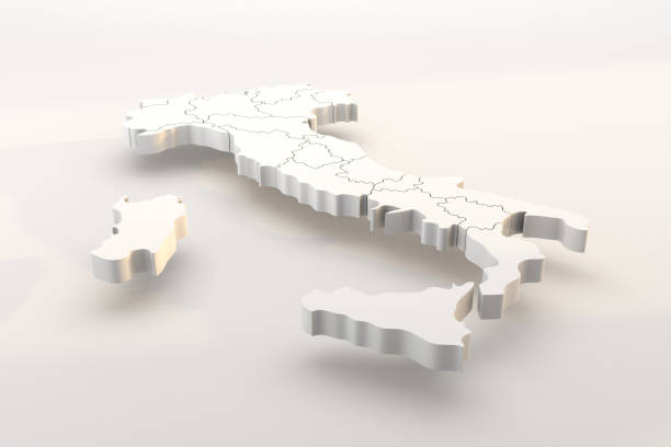 Italy map a 3d render isolated with white italian regions stock photo
