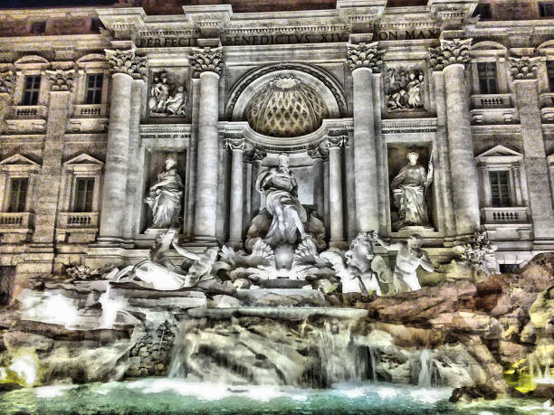 Italy, Rome, Trevi Fountain, night stock photo