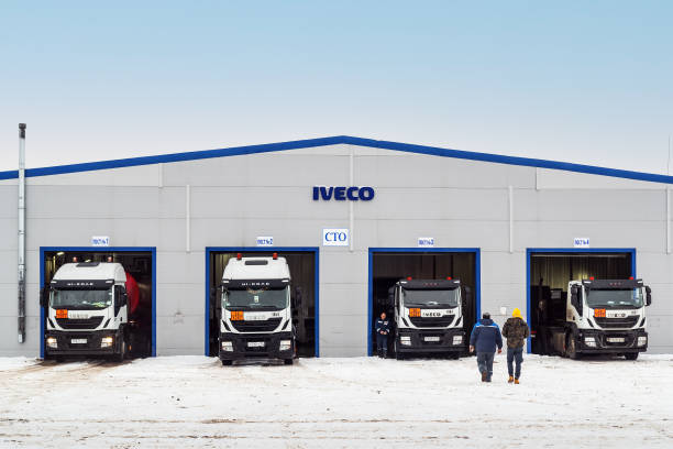 Iveco truck service station stock photo