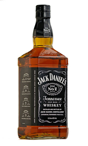 Jack Daniel's 1litre bottle, side shot stock photo