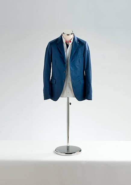 jacket and shirt on mannequin tailor made blue jacket and white shirt on mannequin on white background mannequin stock pictures, royalty-free photos & images