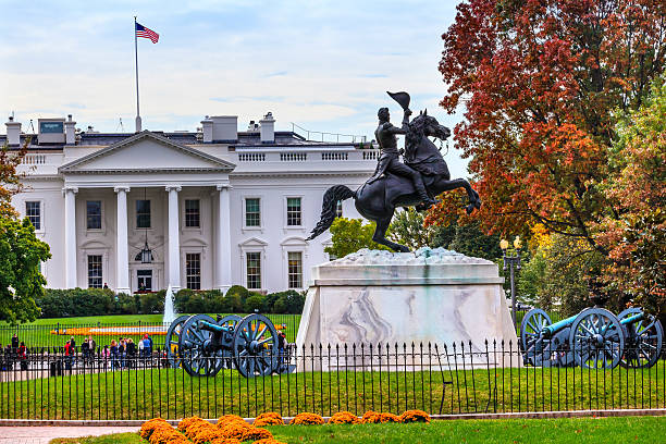Jackson Statue Lafayette Park White House Washington DC stock photo