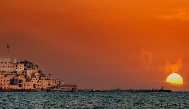 Jaffo city at sunset, Tel-Aviv, Israel stock photo