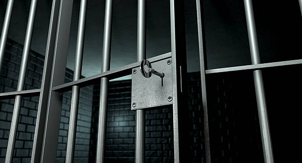 Jail Cell With Open Door stock photo