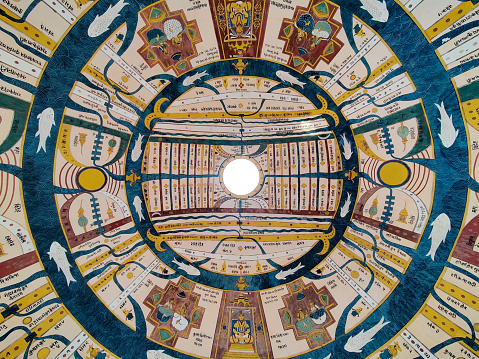 Jain Cosmology on a circular dome, JAWAHAR KALA KENDRA, Gandhi Nagar, Jaipur, Rajasthan, India
