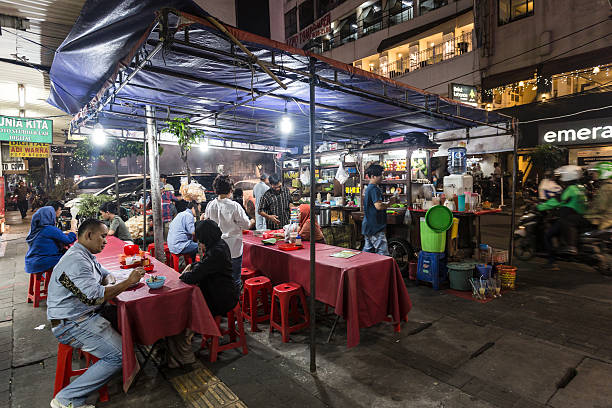 Jakarta street food at night stock photo