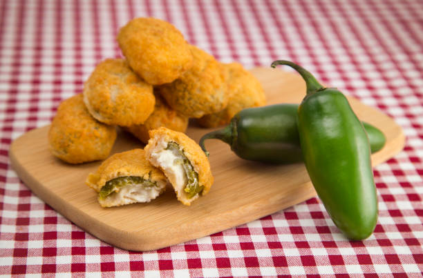 Jalapeno Poppers on a Red Gingham Tablecloth stock photo