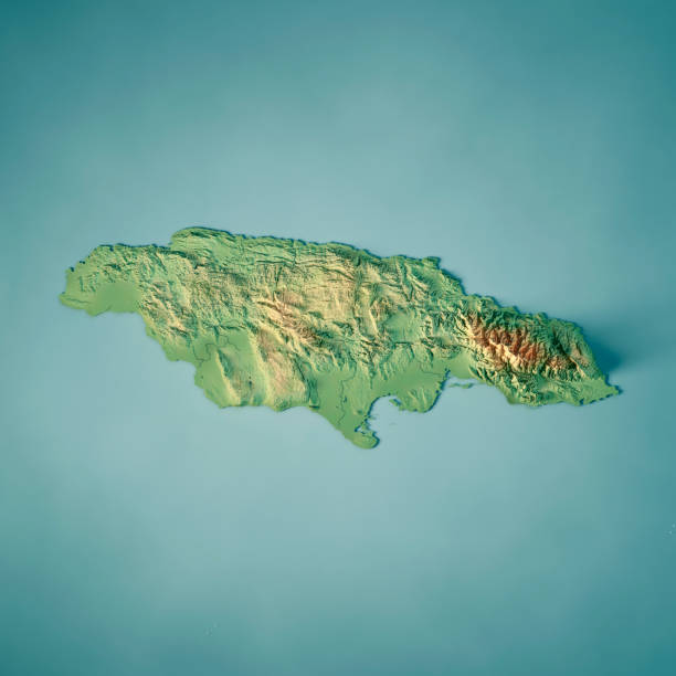 ジャマイカ 3 d のレンダリングの地形図 - ジャマイカ ストックフォトと画像