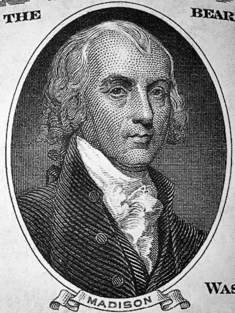 James Madison a portrait from old American Dollars stock photo