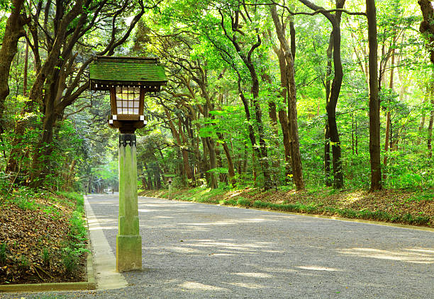 japan garden, stone lantern stock photo