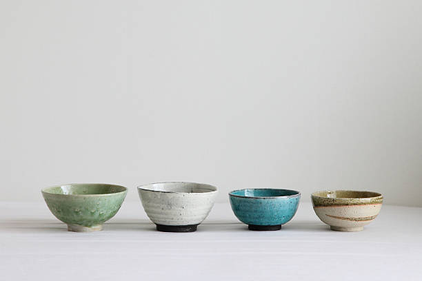 japanese colorful pottery - bowls - skål porslin bildbanksfoton och bilder