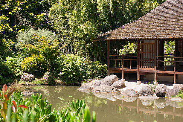 Japanese garden in Toulouse stock photo