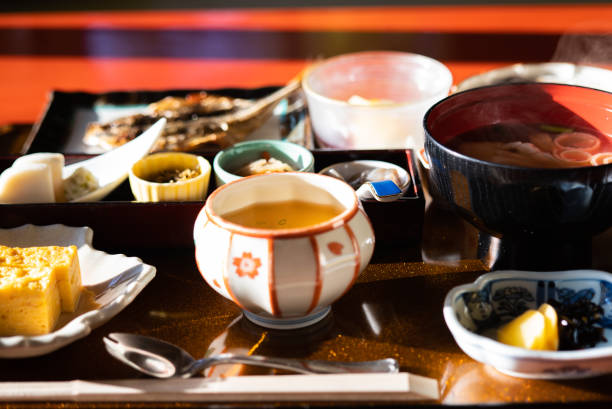 Japanese morning plate stock photo