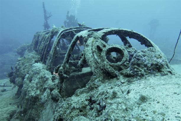 Japanese navy airplane Myrt "Saiun" in WW2 Chuuk (Truk lagoon), Federated States of Micronesia (FSM).
Here is the world's greatest wreck diving destination. ww2 american fighter planes pictures stock pictures, royalty-free photos & images