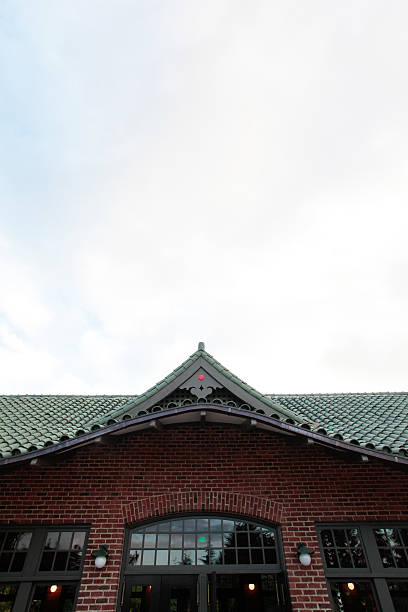 Japanese pagoda against blue sky stock photo